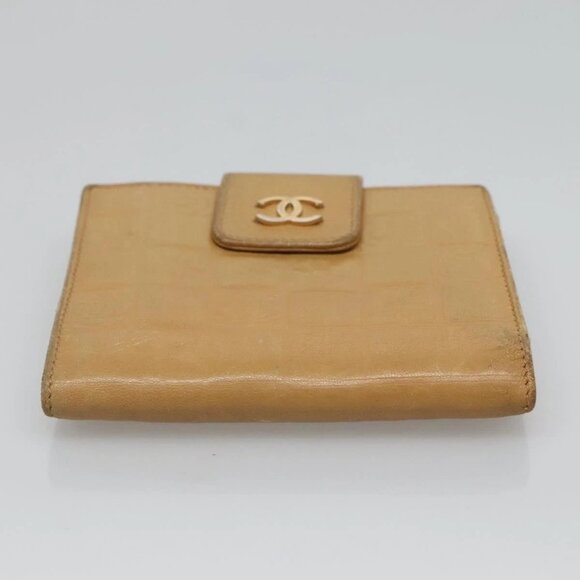 CHANEL Icon Line Bifold Wallet Leather Beige CC - Picture 6 of 16